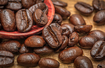 Naklejka premium picture of a beautiful close-up coffee bean