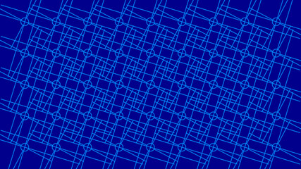 Crossing diagonal lines and circles structure on blue background. Creative pattern concept art