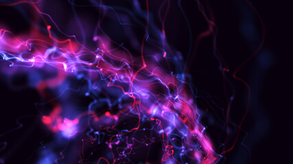 Blurred glowing wavy lines and light traces. Colourful abstract background for modern presentation and web design