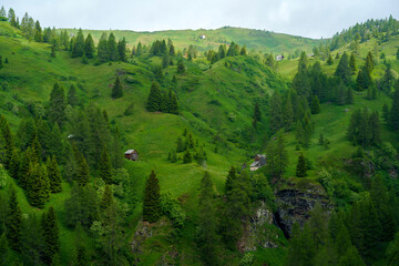 Fototapeta na wymiar Mountain landscape along the road to Passo Giau, Dolomites, Veneto, Italy