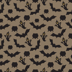 Happy halloween vector seamless pattern.