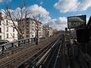 Obraz premium View of the subway tracks from Estalingrad station. Paris France.