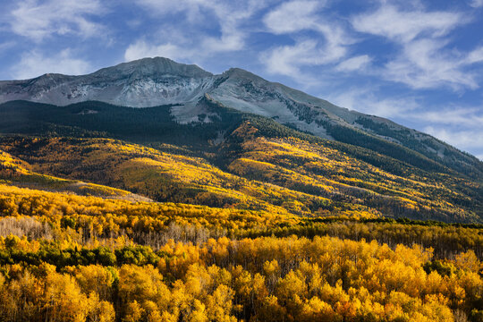 Beckwith Mountain in Fall. Beautiful Autumn Color in the San Juan Mountains of Colorado.