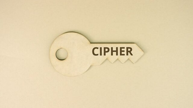 Key icon with printed CIPHER text