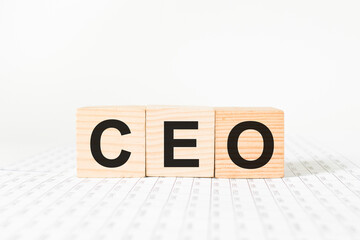 word CEO on wooden blocks, white background, business concept. business and Finance