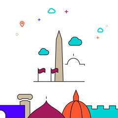 Washington Monument, USA filled line icon, simple illustration