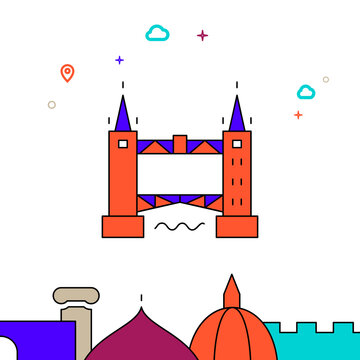 Tower Bridge, London filled line icon, simple illustration