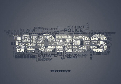 Mixed Text Words Cloud Effect Mockup
