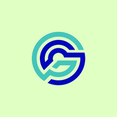 GS circle logo line concept in blue color