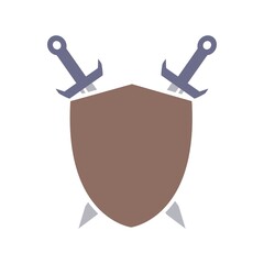 Sword And Shield Flat Icon Color Design Vector Template Illustration