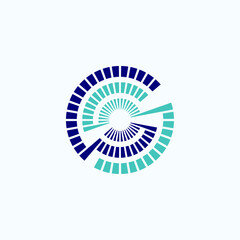 GS circle logo line design concept in blue color