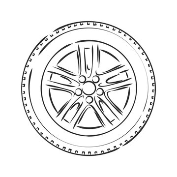 Car Wheel Wire Model EPS10 Vector, car wheel, vector sketch illustration