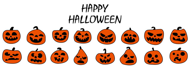 Pumpkins set. Colored pumpkin Halloween set.