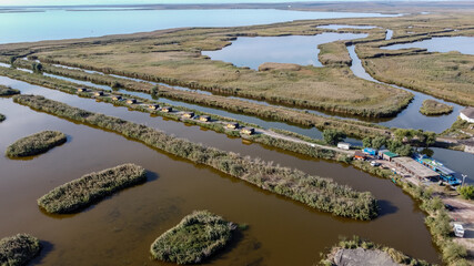 Aerial View of Danube Delta Landscape