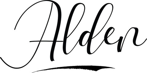 Alden -Male Name Cursive Calligraphy on White Background