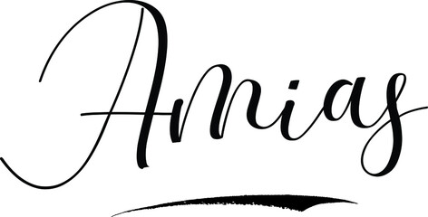 Amias -Male Name Cursive Calligraphy on White Background