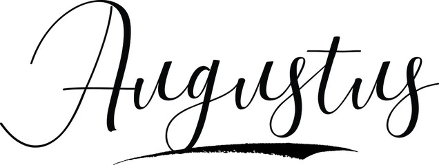 Augustus -Male Name Cursive Calligraphy on White Background