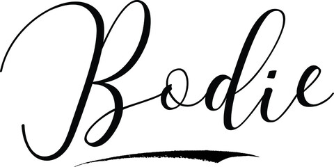 Bodie -Male Name Cursive Calligraphy on White Background