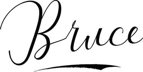 Bruce -Male Name Cursive Calligraphy on White Background