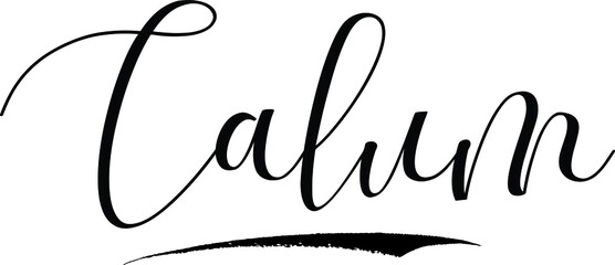 Calum,-Male Name Cursive Calligraphy on White Background