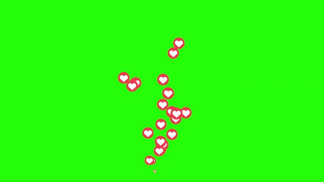 Social Networks Animated heart in a lively style on a green screen.