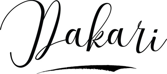 Dakari -Male Name Cursive Calligraphy on White Background