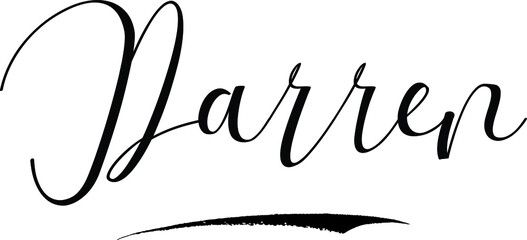 Darren -Male Name Cursive Calligraphy on White Background