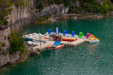 Small boats on a lake