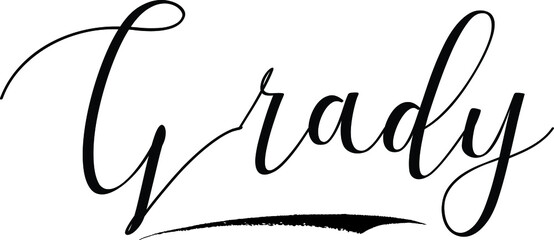 Grady -Male Name Cursive Calligraphy on White Background