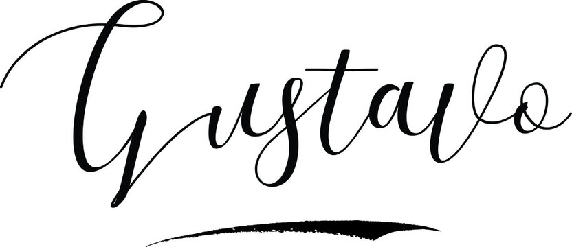 Gustavo -Male Name Cursive Calligraphy on White Background