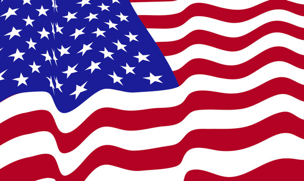the US flag flapping in the wind. Vector illustration. Election day and 4th of July holiday