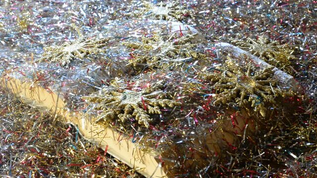 snowing confetti on the Christmas storybook