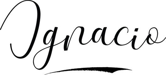 Obraz premium Ignacio -Male Name Cursive Calligraphy on White Background