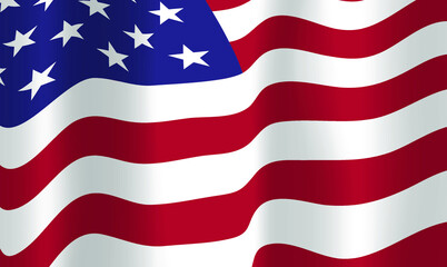 the US flag flapping in the wind. Vector illustration. Election day and 4th of July holiday