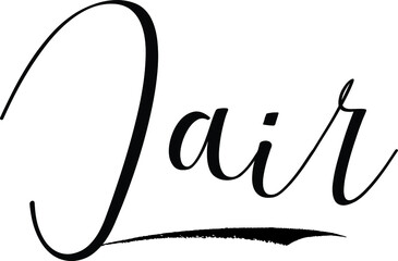  Jair -Male Name Cursive Calligraphy on White Background
