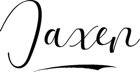 Jaxen -Male Name Cursive Calligraphy on White Background