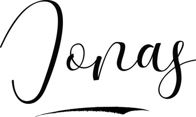  Jonas -Male Name Cursive Calligraphy on White Background
