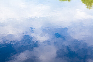 駒ケ池の水面に映った青空と雲