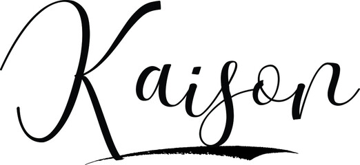 Kaison -Male Name Cursive Calligraphy on White Background