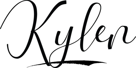 Kylen -Male Name Cursive Calligraphy on White Background