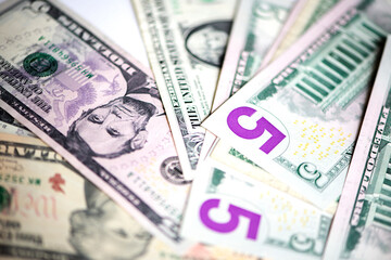 A part of US dollars on white background