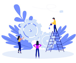 Teamwork. vector .flat illustration. help each other