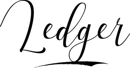 Ledger -Male Name Cursive Calligraphy on White Background
