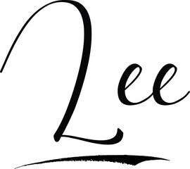 Lee -Male Name Cursive Calligraphy on White Background