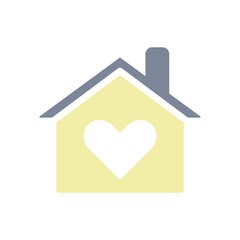 Love Home Stay At Home Flat Icon Color Design Vector Template Illustration