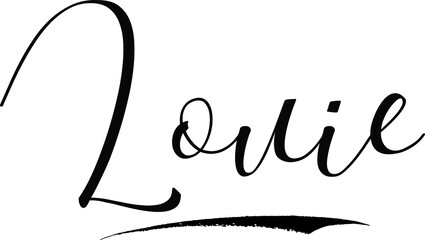 Louie -Male Name Cursive Calligraphy on White Background