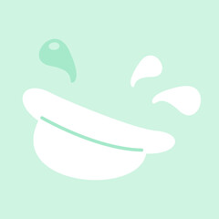 Menstrual disk with drops isolated on a turquoise background. Vector illustration.