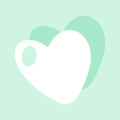 Heart with shadow isolated on a turquoise background. Vector illustration.