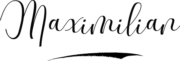 Maximilian -Male Name Cursive Calligraphy on White Background