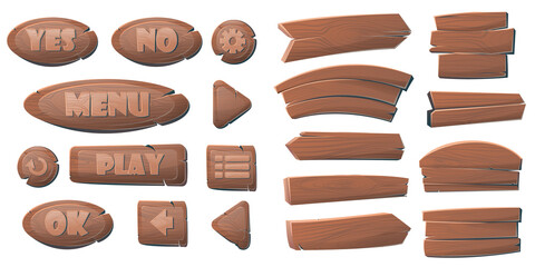 Cartoon collection of wooden signboards